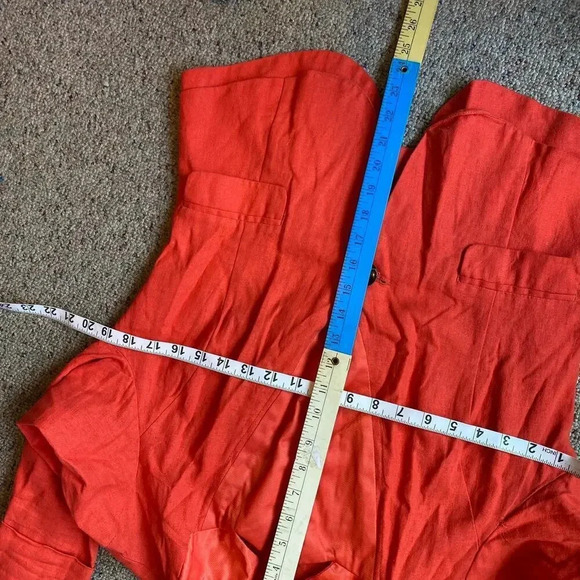 Charlotte Russe Linen Blend One Button Orange Women Blazer size L - Picture 2 of 10